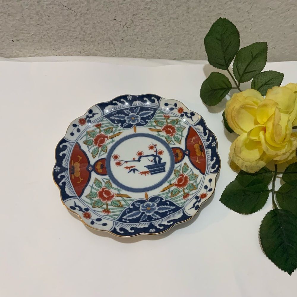 BONZAI TREE ARITA IMARI PORCELAIN PLATE 7 INCHES  BONZAI TREE JAPAN EUC  G6